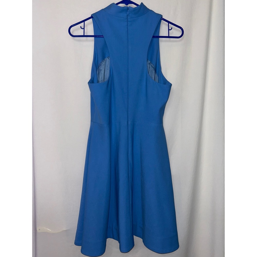 Elizabeth and James Cornflower Blue Sleeveless‎ Mock Neck Fit Flare Dress - Picture 2 of 7